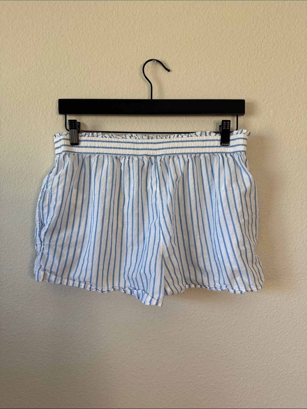 Calypso St. Barth Blue and White 100% cotton Striped Lounge Shorts